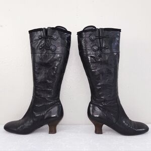 NAYA Dalia Black Leather Riding Boots